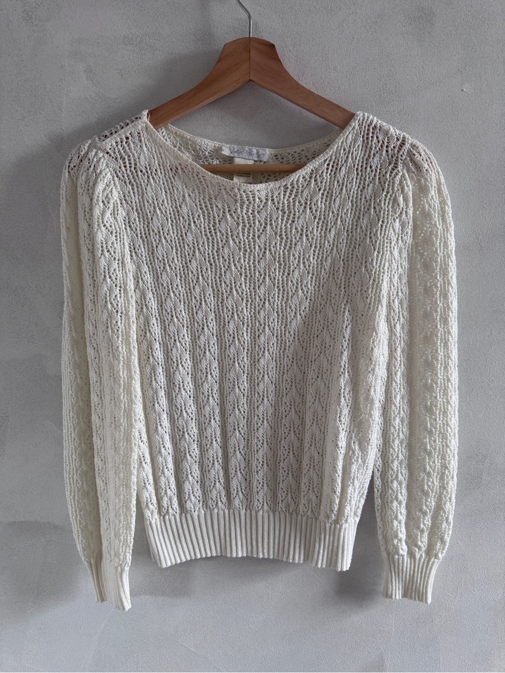 Lord & Taylor - Vintage Cream Open-Knit Women's Sweater - Size 12